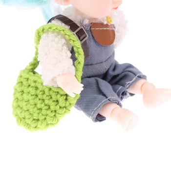 1/12 Кукольный домик, миниатюрная плетеная плюшевая сумка через плечо, кукольный домик, мини-сумка через плечо, сумочка для кукол, аксессуары для одевания