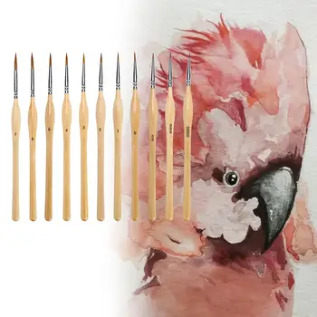 11 штук Кистей для рисования синтетическими волосами, принадлежности художника для поделок Маслом, акрилом и акварелью, мелкая резьба по дереву