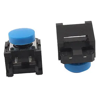 12x12x8 мм Кнопочный переключатель с прямым углом мгновенного срабатывания на печатной плате с синей крышкой