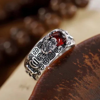 2020 Новое кольцо из стерлингового Серебра S925 Little Pixiu Jin Chan Heart Classic для мужчин и женщин с винтажным кольцом Lucky Pomegranate в китайском стиле