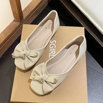 2023 Классические женские туфли на плоской подошве Женская модная Удобная брендовая женская обувь с круглым носком и мелким ртом на плоской подошве с мягкой подошвой