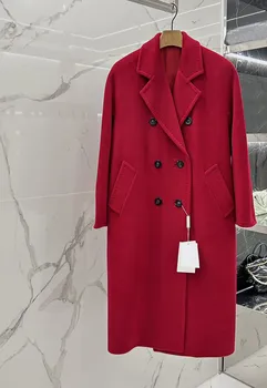 2023 Осенне-зимняя модная Новая женская одежда, кашемировое однотонное пальто с поясом 1005