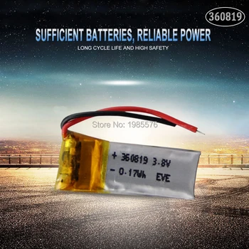 3,7 В полимеризационная литиевая батарея 360819 50 мАч Bluetooth-гарнитура MP3 MP4 Bluetooth маленькая игрушка звуковая Перезаряжаемая Литий-ионная ячейка