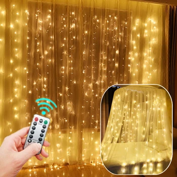 3M LED Fairy String Lights USB Пульт Дистанционного Управления Рождественский Занавес Лампа Свадебная Гирлянда Праздничные Украшения Для Окна Дома На Открытом воздухе
