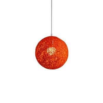 3X Оранжевая Шаровая люстра из бамбука, ротанга и джута Индивидуальное творчество Продвижение сферического ротангового гнезда с абажуром