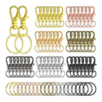 50 Комплектов поворотных застежек, набор защелкивающихся крючков для шнурков с кольцами для ключей, металлические крючки для брелоков для ювелирных изделий для брелоков DIY Craft
