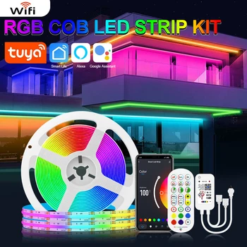 RGB COB LED Strip Light DC24V 840LEDs/m Tuya Smart Led Tape Пульт Дистанционного Управления С Регулируемой Яркостью Гибкая Лента Для DIY Украшения Освещения