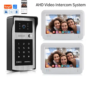 SmartYIBA Tuya Smart AHD Видеодомофон Пароль/RFID Разблокировка HD Сенсорный Экран Видеодомофон Дверной Звонок Комплекты Домофонов