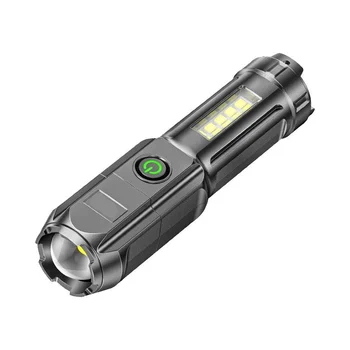 USB Перезаряжаемый светодиодный фонарик Бытовой мощный фонарик с телескопическим зумом, Фонарики дальнего действия, Уличный питьевой фонарик