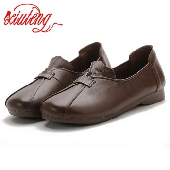 Xiuteng/ 2022 Летняя Популярная Повседневная женская обувь на низком каблуке, Модная кожаная женская обувь для мам, Рабочая обувь