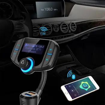 Автомобильный FM-передатчик, модулятор, Bluetooth-совместимый Mp3-плеер, автоматическое быстрое зарядное устройство с двумя USB, прикуриватель, автомобильный комплект для громкой связи