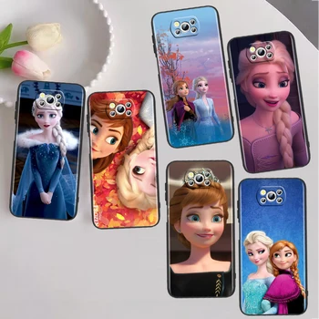 Аниме Замороженная Принцесса Для Xiaomi Poco X5 X3 Pro X4 F4 F3 GT M5 M5s M4 M3 C55 C50 C40 5G Черный Чехол Для Телефона