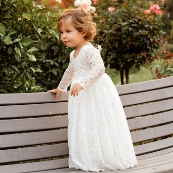 Белое платье с цветочным узором для девочек, длинное платье трапециевидной формы без рукавов с аппликацией для свадьбы, дня рождения, выпускного вечера, платья для первого причастия