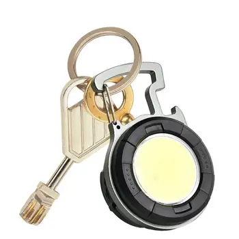 Брелок для ключей, светодиодный мини-компактный фонарь-карабин с 4 режимами освещения, рабочий светильник, брелок для ключей, светодиодный светильник для кемпинга, пеших прогулок
