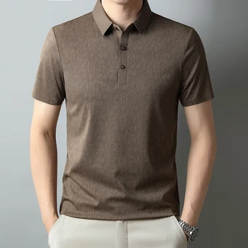 Брендовая рубашка-поло Traceless, мужской топ премиум-класса 2023, Летняя повседневная футболка-поло с коротким рукавом, Корейская мода для мужчин