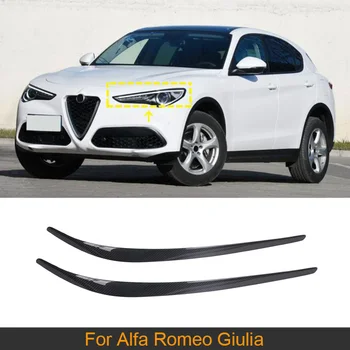 Брови фары переднего бампера автомобиля, накладки для век Alfa Romeo Giulia 2017-2021, Накладка для бровей на переднюю лампу из углеродного волокна 2017-2021 гг.
