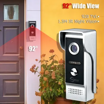 Видимый дверной звонок ANJIELO Металлический наружный блок с дождевиком и функцией ночного видения Видеодомофон Дверной звонок для дома