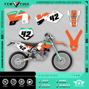 Графика команды FEWFUSS Пользовательские Фоны Наклейки Комплект наклеек 3M для KTM 01-02 SX SXF 02 EXC 002