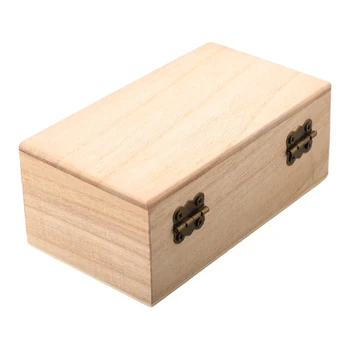 Деревянный ящик для хранения S / M / L с крышкой Многофункциональные Квадратные подарочные коробки для рукоделия на петлях для хранения сувениров, подарков для украшения дома