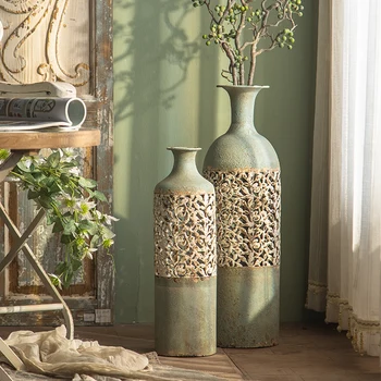 Железная ваза в американском ретро стиле, украшение для кровати и завтрака, цветочный магазин, домашний цветочный контейнер