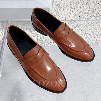 Женская кожаная обувь Осень 2023, новый дизайн шитья, Мокасины с круглым верхом, Комфортное впитывание пота, женская обувь для отдыха