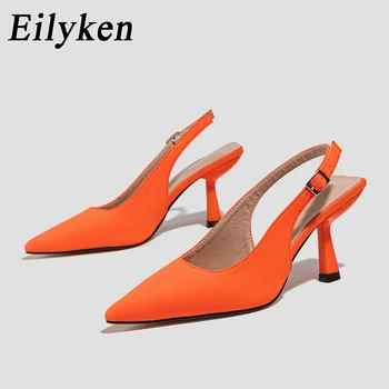 Женские туфли-лодочки Eilyken в уличном стиле с острым носком, туфли-шлепанцы на низком каблуке с неглубоким ремешком и пряжкой, элегантные вечерние модельные босоножки