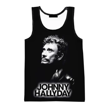 Жилеты Johnny Hallyday без рукавов с круглым вырезом, мужская / женская повседневная модная жилетка с 3D-принтом, летняя одежда унисекс Оверсайз