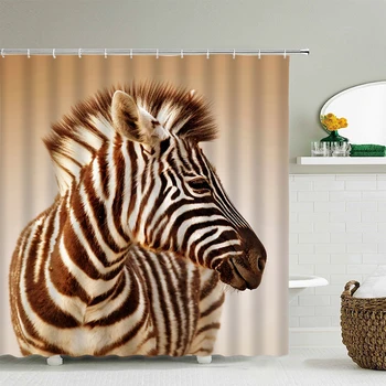 Зебры животные занавески для душа ванная комната занавес 3D печати водонепроницаемый с крючками 180*200см декоративный экран ванной 