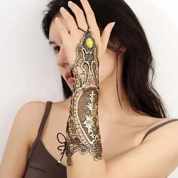 Изысканный Персонализированный браслет в стиле Дворцовой ретро-перчатки для женщин, кружевные рукава с татуировками