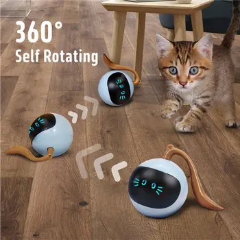 Интерактивные игрушки с кошачьим мячом, автоматически перекатывающийся на 360 ° Умный прыгающий мяч со светодиодной подсветкой, Самовращающийся Катящийся прыгающий мяч для кошек