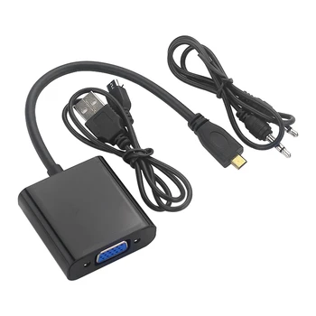 Кабель-Адаптер Micro-HDMI-VGA 1080P Видео Конвертер с Аудиоразъемом USB Кабель Питания для Камеры Xbox Raspberry Pi 4