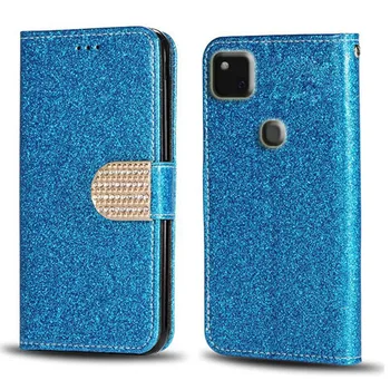 Кожаный Чехол-бумажник Bling Diamond Leather Для Google Pixel 4a 4G 5,81 