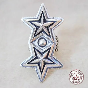Кольцо из стерлингового серебра S925 модная индивидуальность панк ювелирные изделия ретро преувеличенное властное кольцо с пятиугольной звездой, открывающееся в подарок f