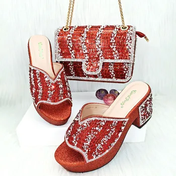 комплект женской обуви и сумок doershow высокого качества в африканском стиле, новейший винный итальянский комплект обуви и сумок для вечеринки! HGO1-16