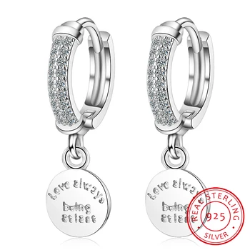 Круглые серьги-кольца с английскими буквами из стерлингового серебра 925 пробы, сверкающие серьги с кубическим цирконием, 2020 Новые поступления