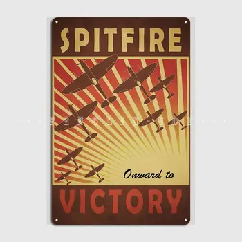 Металлическая вывеска Spitfire Onward To Victory Pub Cave Pub Для украшения гаража на заказ Жестяные плакаты с надписями