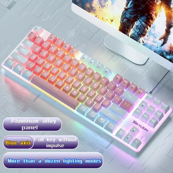 Механические клавиатуры Gming с проводной 87 клавишной RGB подсветкой Механическая Геймерская клавиатура для офисного ноутбука Игровые Аксессуары PC Gamer