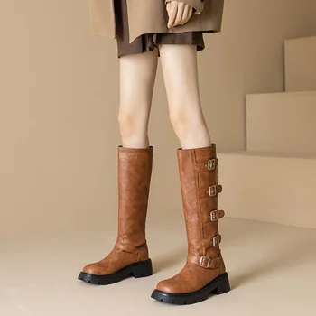 Минималистичные черные женские ботинки Martin на толстой подошве 2023, Новые летние рыцарские сапоги на грубом каблуке, популярные английские короткие ботинки