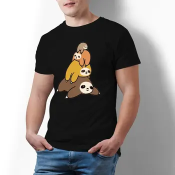 Мужская и женская футболка Sloth Stack, футболки, летние футболки с забавными животными в стиле хиппи, хлопковые топы с забавным дизайном Y2K, подарок
