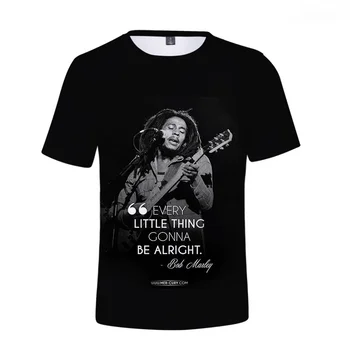 Мужская футболка Bob Marley Rock в стиле хип-Хоп, Мужская Летняя Уличная одежда Больших размеров, Повседневная футболка с круглым вырезом и звездой Регги Bob Marley