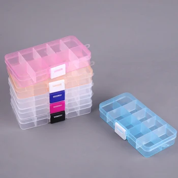 Небольшая пластиковая коробка с 10 отделениями Прозрачная Съемная Коробка для классификации Деталей Коробка для хранения ювелирных компонентов