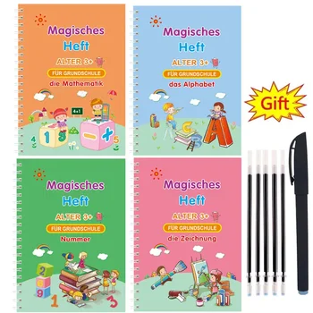 Немецкие Волшебные книги для детей Многоразового использования 3D Groove Magic Notebook Набор для письма и каллиграфии Montessori Ring Notebook