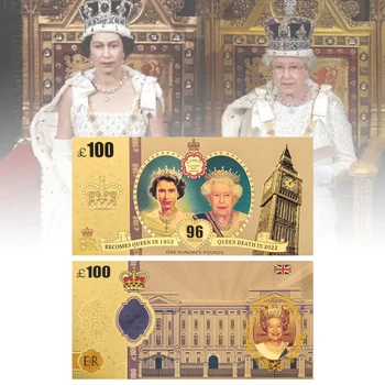 Памятные банкноты из золотой фольги королевы Елизаветы II 1926-2022 годов, 100 фунтов Фальшивых денег, подарки Королевской семьи Великобритании для коллекции