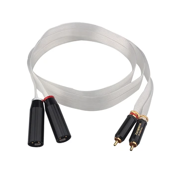 Пара OCC посеребренных кабелей RCA-XLR с 14-жильным соединением HiFi Audio Line со штекером 24K