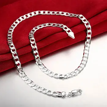 Подвески Классическая цепочка с геометрией 6 мм, ожерелья из стерлингового серебра 925 пробы для женщин, мужские модные украшения, свадьба, Рождественские подарки
