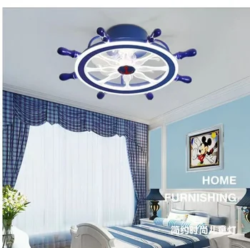 Потолочный вентилятор в детской комнате, лампа со светом, Электрические вентиляторы, светильники, охлаждающие украшения в стиле маленькой спальни, пульт дистанционного управления