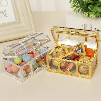 Прозрачная Подарочная коробка, Форма Сундука с Сокровищами, для хранения Свадебных сувениров, коробок для конфет 