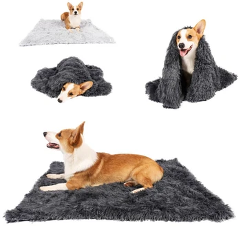 Пушистое плюшевое одеяло для больших собак и кошек, теплый коврик для сна, кровать для щенков и кошек, маленьких и больших собак