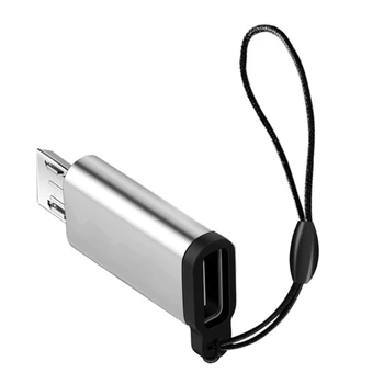 Разъем адаптера USB C от женского до Micro USB от мужского с ремешком, поддержка зарядки и синхронизации данных для портативного телефона