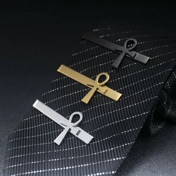 Ретро Египетский Символ Анк Зажим для галстука Мужской деловой костюм Зажим для галстука из нержавеющей стали Свадебные украшения для жениха Подарок шаферу